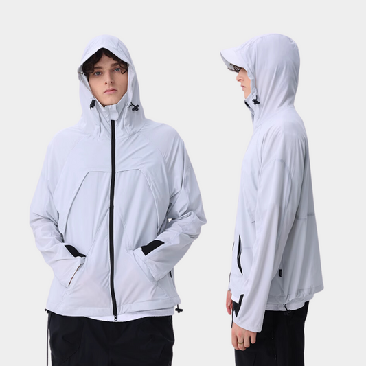 Lightweight Water Repellent Hooded Outdoor Softshell Jacket | White